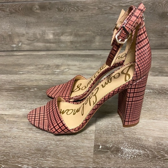 Sam Edelman | Yaro Plaid Ankle Strap Sandals Pink Plaid Size 7 NEW - Picture 5 of 11
